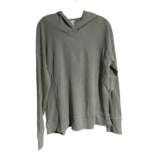 Jockey Vintage Washed Waffle Pullover Hooded Top Size M Chinois Green - Picture 1 of 8